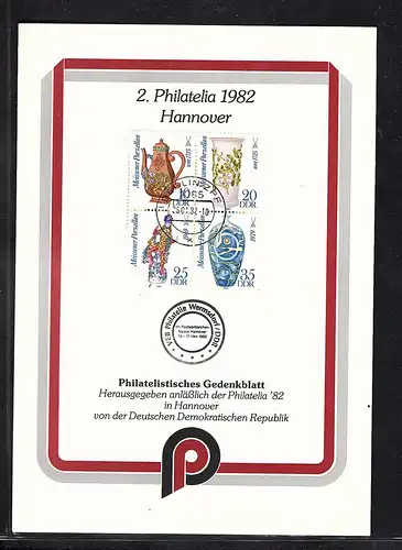 DDR - Gedenkblatt, 2. Philatelia 1982 Hannover, B4-1982 a