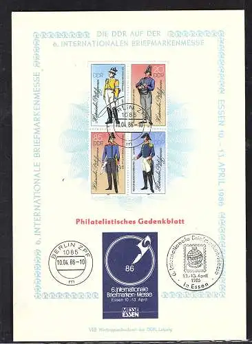 DDR - Gedenkblatt, 6. Internationale Briefmarkenmesse Essen, B11-1986