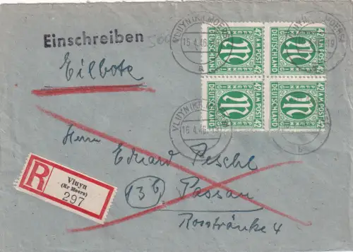 Bizone, AM Post  R-Eilbote-Fernbrief mit MeF Mi.-Nr.  31