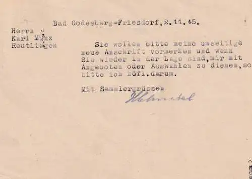 Bizone, AM Post  Fern-Postkarte mit EF. Mi.-Nr.  20 C