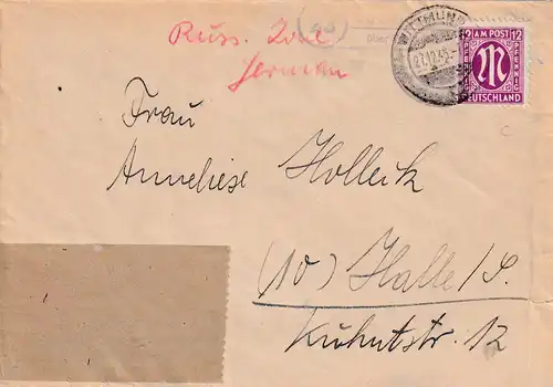 Bizone, AM Post  Fernbrief mit EF. Mi.-Nr.  23 C