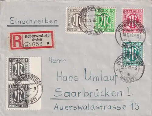 Bizone, AM Post R-Fernbrief mit MiF. Mi.-Nr.  2x 16 D u.a.