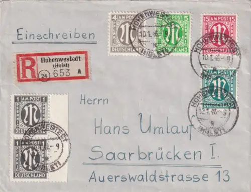 Bizone, AM Post R-Fernbrief mit MiF. Mi.-Nr.  2x 16 D u.a.