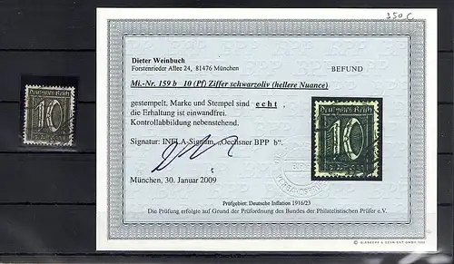 DR, Mi.-Nr. 159b,  gestempelt, Befund. WeinbuchBPP.