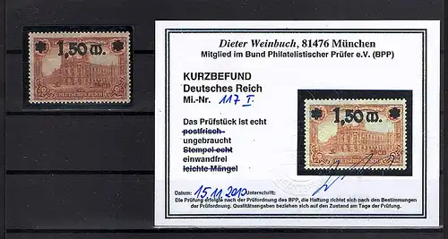 DR, Mi.-Nr. 117 I,  postfrisch, KB WeinbuchBPP.