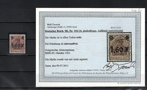 DR. Mi.-Nr. 154 Ib gestempelt, Befund. TworekBPP..