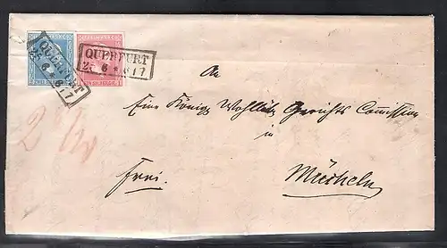 AD. Preußen, Fernbrief mit MiF Mi.-Nr. 10 + 11 aus Querfurt.