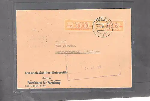 DDR. ZKD-Brief mit  MeF. Mi.-Nr. 16 P