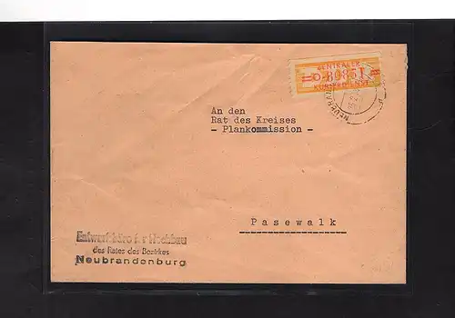 DDR. ZKD-Brief mit  EF. Mi.-Nr. 17 O