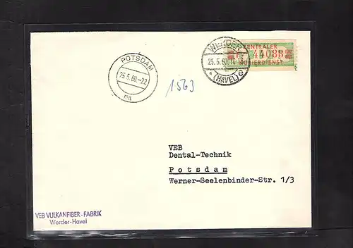 DDR. ZKD-Brief mit  EF. Mi.-Nr. 31 I F