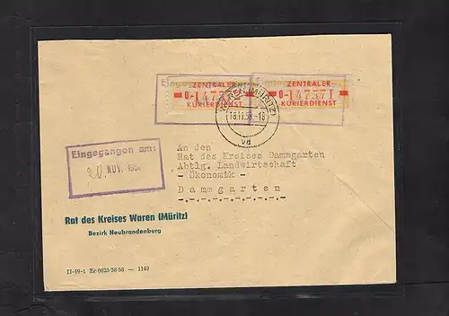 DDR. ZKD-Brief mit  MeF. Mi.-Nr. 18 II O