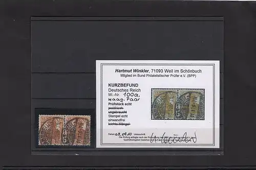 DR. Mi.-Nr.100a/100a gestempelt, KB. WinklerBPP.