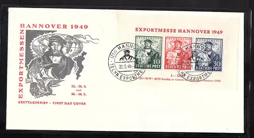 Bizone, Mi.-Nr. Block 1 auf FDC.