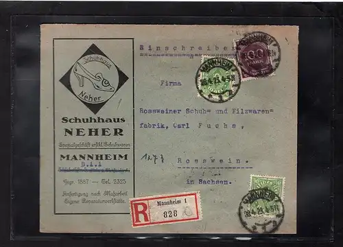 DR., Reklame-Brief  Shuhhaus Neher, Mannheim.