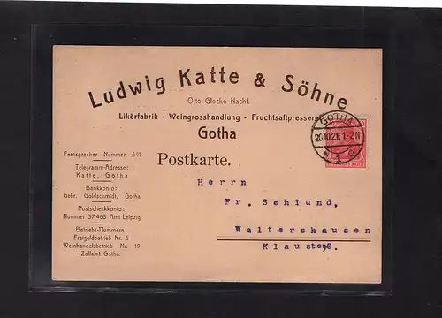 DR., Reklame-Karte Likörfabrik-Weingroßhandlung, L. Katte & Söhne, Gotha.