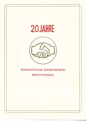 DDR - Gedenkblatt, 20 Jahre SED, A3-1966