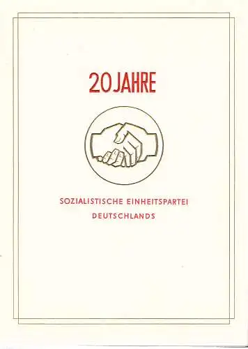 DDR - Gedenkblatt, 20 Jahre SED, A3-1966