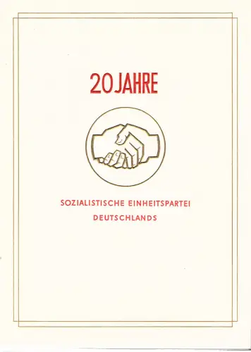DDR - Gedenkblatt, 20 Jahre SED, A3-1966