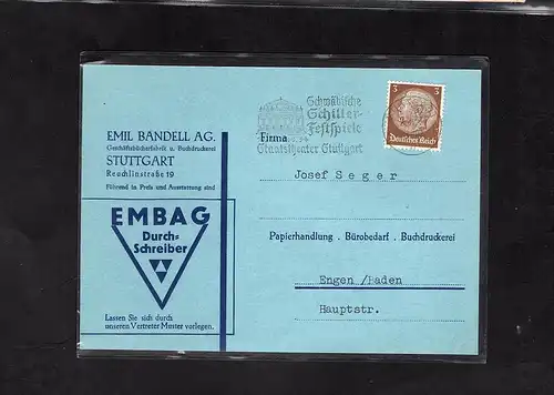 DR., Reklame-Karte EMBAG, Geschäftsbücherfabrik, Stuttgart.