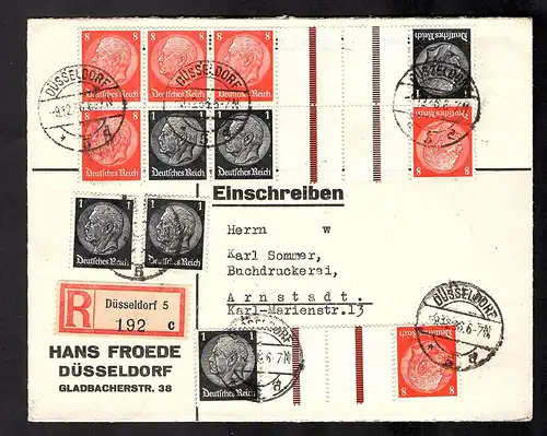 DR.,R-Fernbrief aus Königsberg mit  3 x KZ 24 u.a.