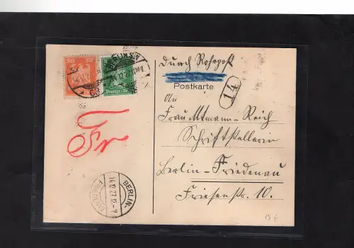 DR., Rohrpostkarte nach Berlin Friedenau 14.12.27