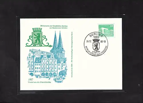 DDR - Gedenkkarte, Miniatur zur Geschichte Berlin, Viertel um die Nikolaikirche