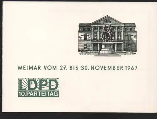 DDR - Gedenkblatt, 10. partaitag LDPD, Weimar 1967, B13-1967