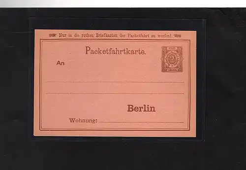 Privatpost, Packet-Fahrt, Berlin 2 Pf Ganzsache mit Zudrück.,ungebraucht