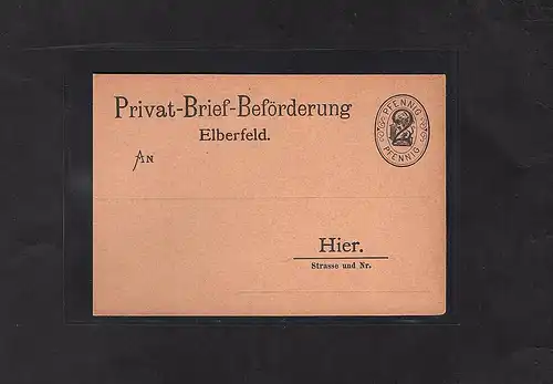 Privatpost, Elberfeld, 2 Pf Ganzsachen ungebraucht.