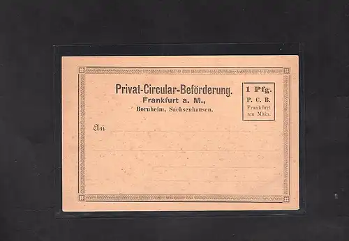Privatpost, Frankfurt a. M. 1 Pf Ganzsachen ungebraucht.