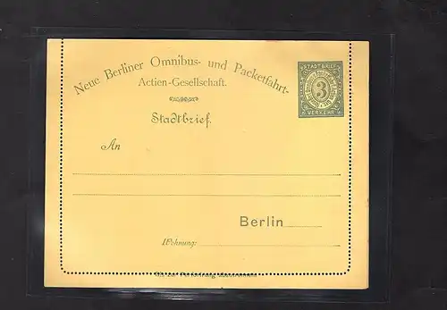 Privatpost, Packet-Fahrt, Berlin 3 Pf  Gelb Faltbrief, ungebraucht