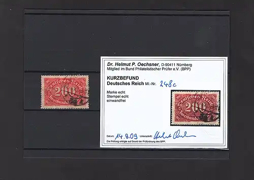 DR. Mi.-Nr. 248 c gestempelt, KB. Dr. OechsnerBPP: