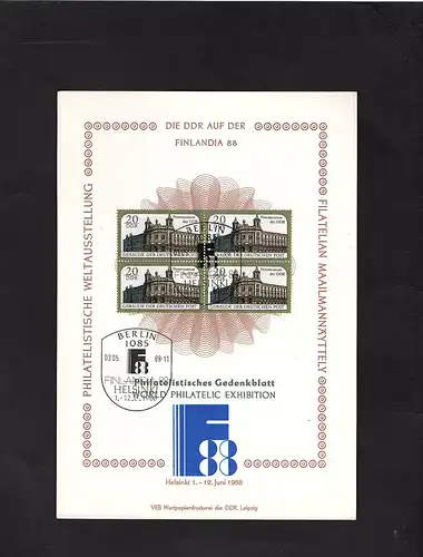 DDR - Gedenkblatt, Finlandia 88, B15-1988