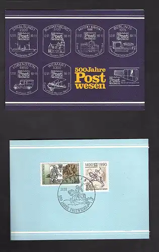 DDR - Gedenkblatt, 500 Jahre Postwesen,  C1-1990 d