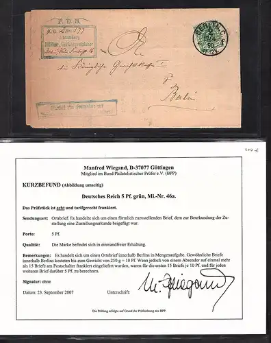 DR. EF. Mi.-Nr. 99 b mit Walzen OR, FA.  Bechtold