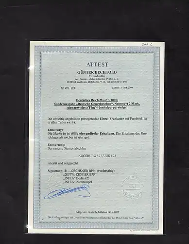 DR. EF. Mi.-Nr. 200 b, FA. Bechtold