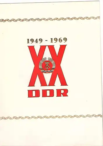 DDR - Gedenkblatt, 20 Jahre DDR, A4-1969 b
