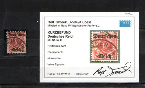 DR, Mi.-Nr. D 53 II, gestempelt, KB. TworekBPP.