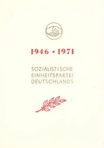 DDR - Gedenkblatt, 25 Jahre SED, A 7-1971 a