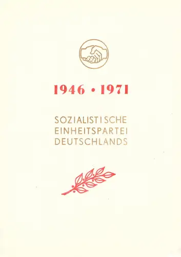 DDR - Gedenkblatt, 25 Jahre SED, A 7-1971 a