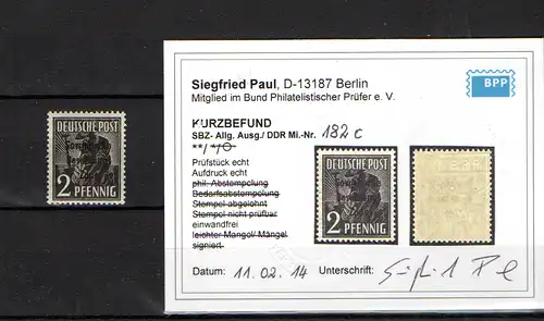 SBZ.,  Mi.-Nr.182 c postfrisch, KB. PaulBPP: