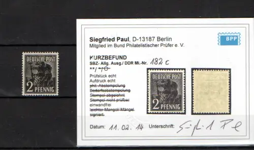 SBZ.,  Mi.-Nr.182 c postfrisch, KB. PaulBPP: