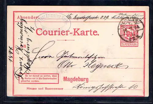 Privatpost, Courier-Karte Magdeburg gelaufen 18.7.94