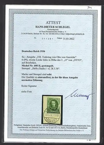 DR., Mi.-Nr. 608 II gestempelt, FA. SchlegelBPP.