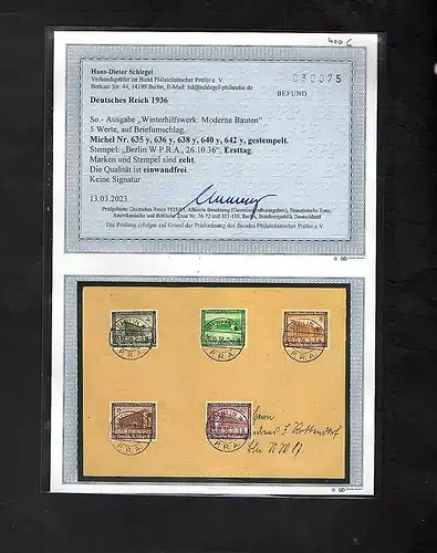 DR. FDC. Mi.-Nr. 634 - 642 auf 2 Briefe mit FA.bzw. Befund SchlegelBPP.