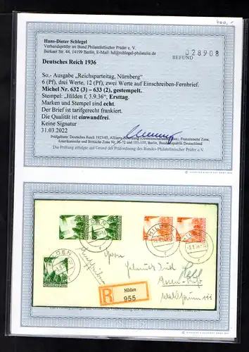 DR. FDC. Mi.-Nr. 632-633 als R-Fernbrief gelaufen.