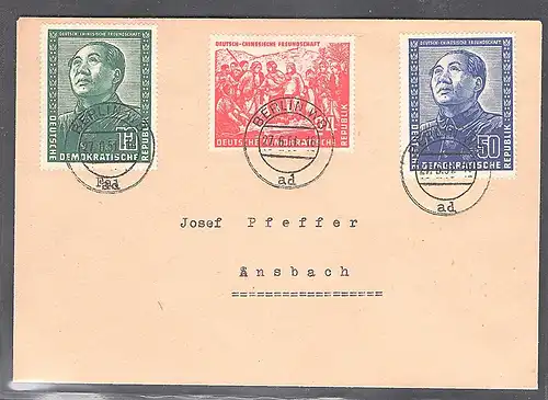 DDR-FDC. Dt-Chinesische Freundschaft Mi.-Nr. 286-288, Befund Mayer