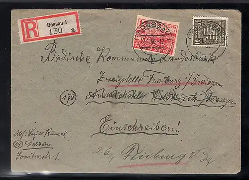 SBZ-Provinz Sachsen, R-Brief  mit Mi.-Nr. 83 bX, 86 wa