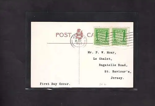 Dt. Besetzung 2. Weltkrieg, Jersey Postkarte mit MeF. Mi.-Nr. 1y.