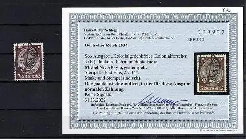 DR., Mi.-Nr. 540 yb gestempelt, Befund SchlegelBPP.